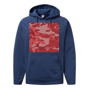 Red Camouflage Pattern Performance Fleece Hoodie