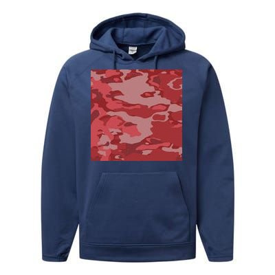 Red Camouflage Pattern Performance Fleece Hoodie