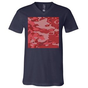 Red Camouflage Pattern V-Neck T-Shirt