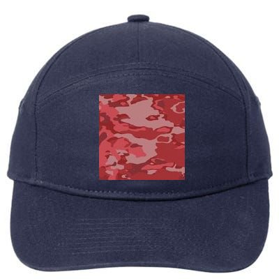 Red Camouflage Pattern 7-Panel Snapback Hat