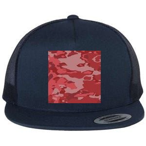 Red Camouflage Pattern Flat Bill Trucker Hat