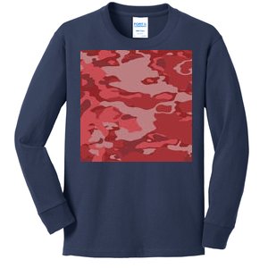 Red Camouflage Pattern Kids Long Sleeve Shirt