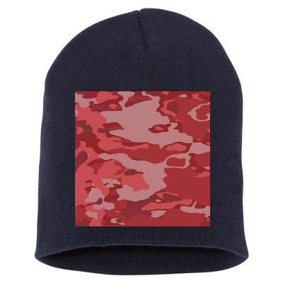 Red Camouflage Pattern Short Acrylic Beanie