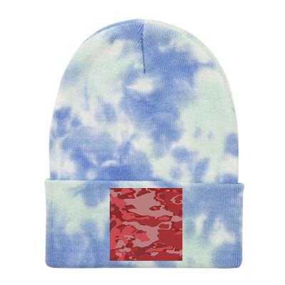 Red Camouflage Pattern Tie Dye 12in Knit Beanie