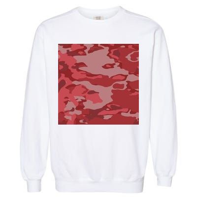 Red Camouflage Pattern Garment-Dyed Sweatshirt
