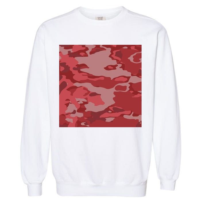 Red Camouflage Pattern Garment-Dyed Sweatshirt