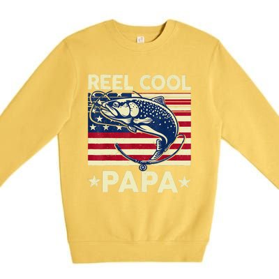 Reel Cool Papa Fathers Day Trout Fishing Gift Dad Grandpa Premium Crewneck Sweatshirt