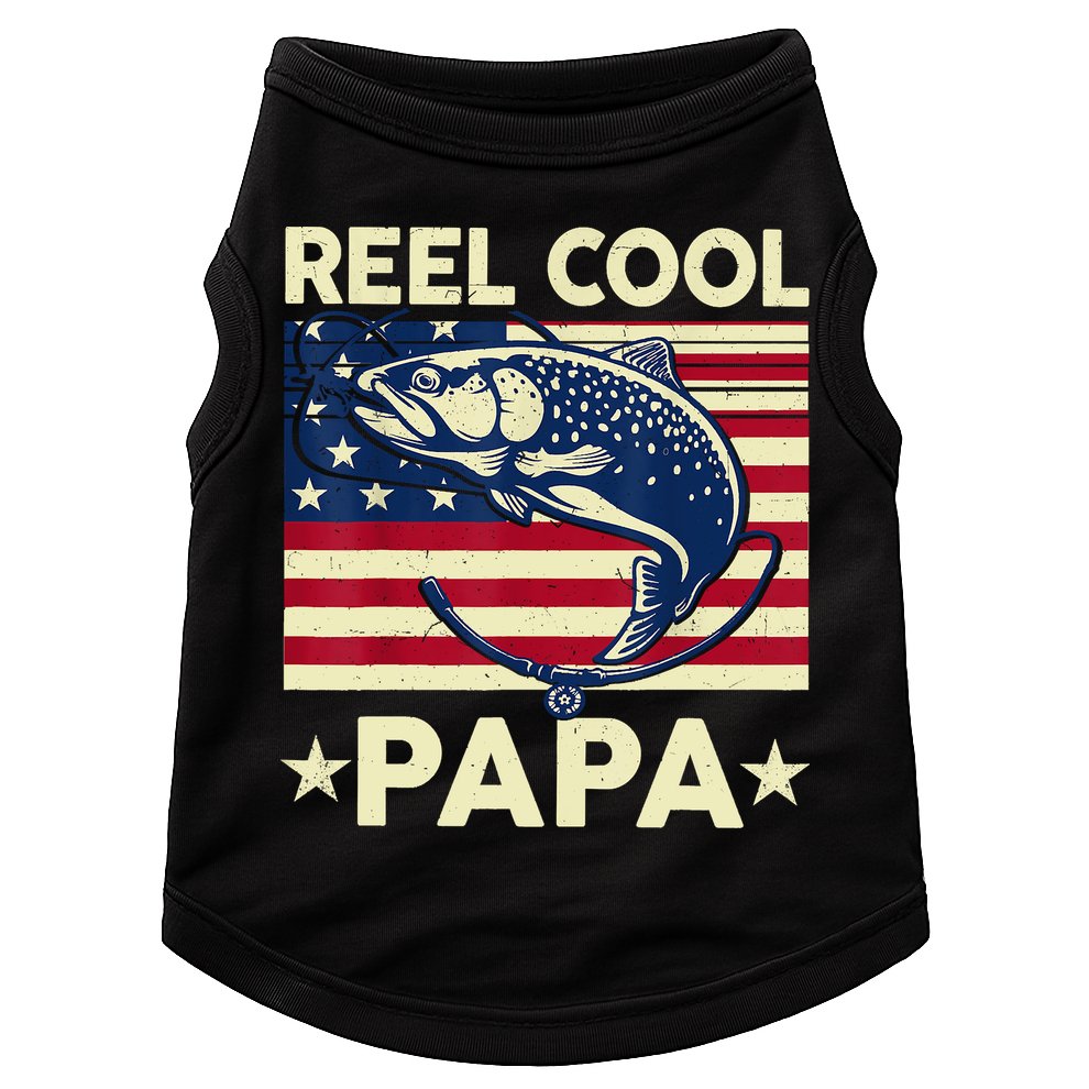 Reel Cool Papa Fathers Day Trout Fishing Gift Dad Grandpa Doggie Tank