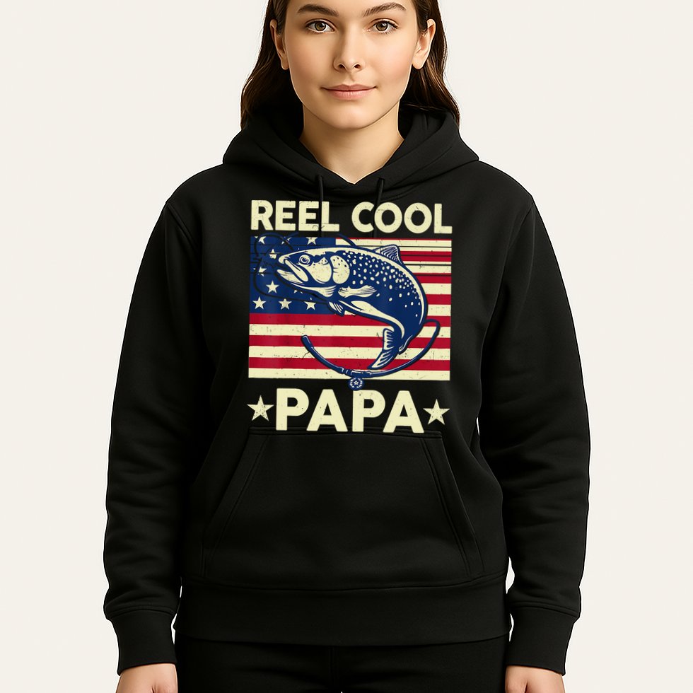 Reel Cool Papa Fathers Day Trout Fishing Gift Dad Grandpa Hoodie
