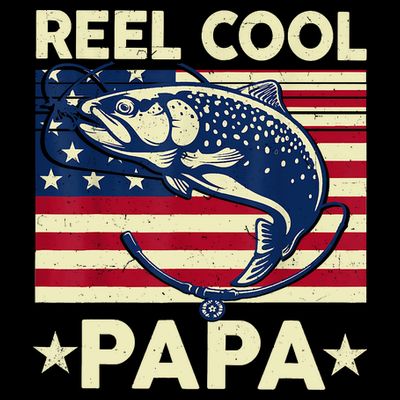 Reel Cool Papa Fathers Day Trout Fishing Gift Dad Grandpa T-Shirt