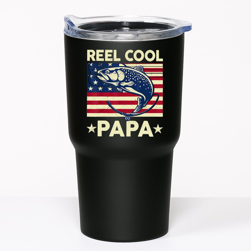 Reel Cool Papa Fathers Day Trout Fishing Gift Dad Grandpa Tumbler