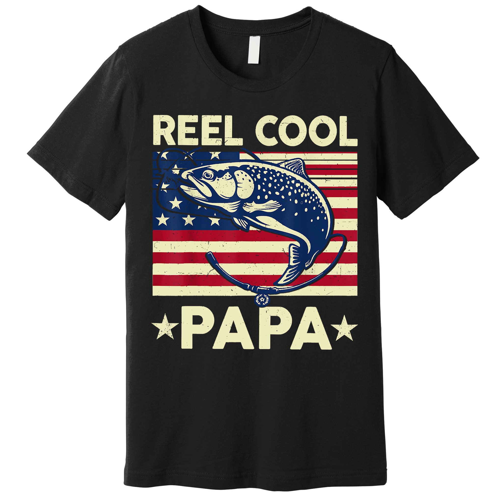 Reel Cool Papa Fathers Day Trout Fishing Gift Dad Grandpa Premium T-Shirt