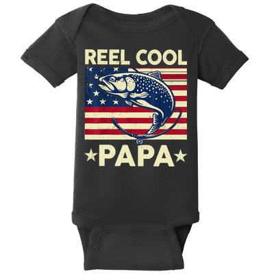 Reel Cool Papa Fathers Day Trout Fishing Gift Dad Grandpa Baby Bodysuit