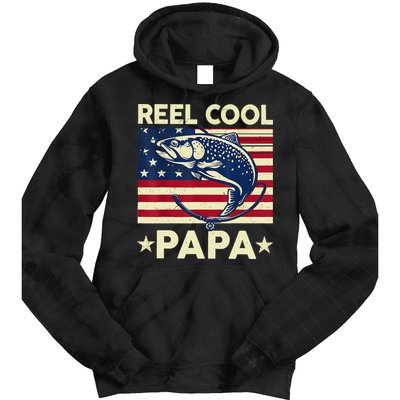 Reel Cool Papa Fathers Day Trout Fishing Gift Dad Grandpa Tie Dye Hoodie
