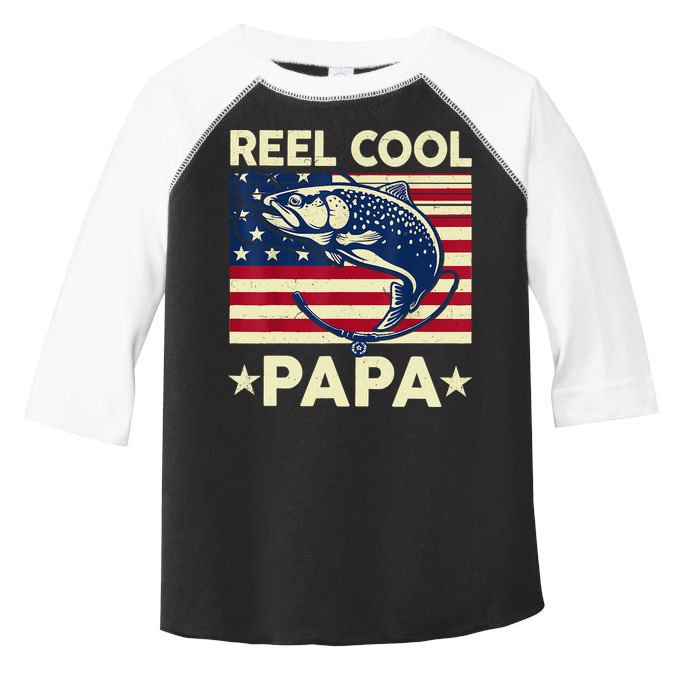 Reel Cool Papa Fathers Day Trout Fishing Gift Dad Grandpa Toddler Fine Jersey T-Shirt