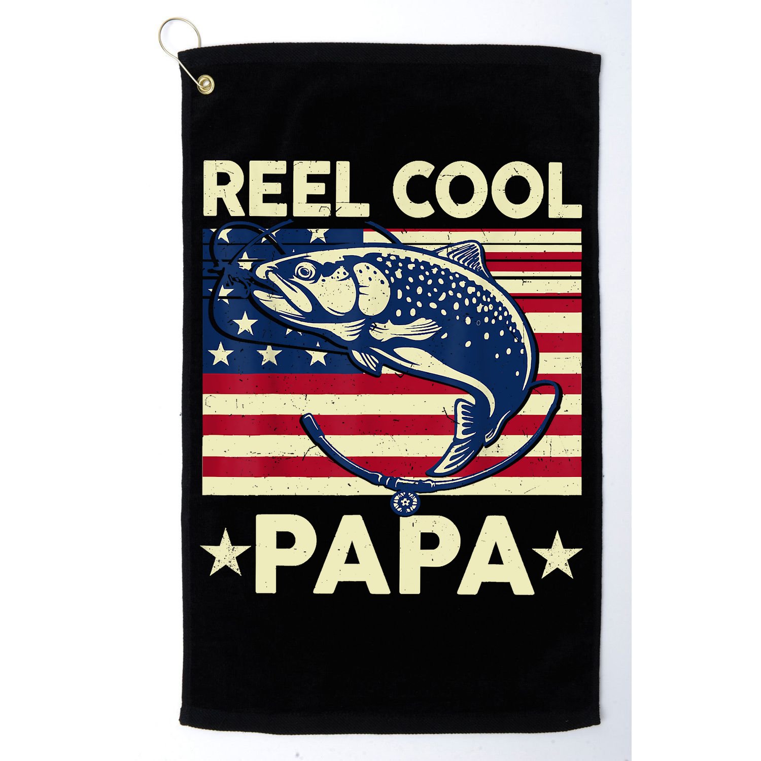 Reel Cool Papa Fathers Day Trout Fishing Gift Dad Grandpa Golf Towel