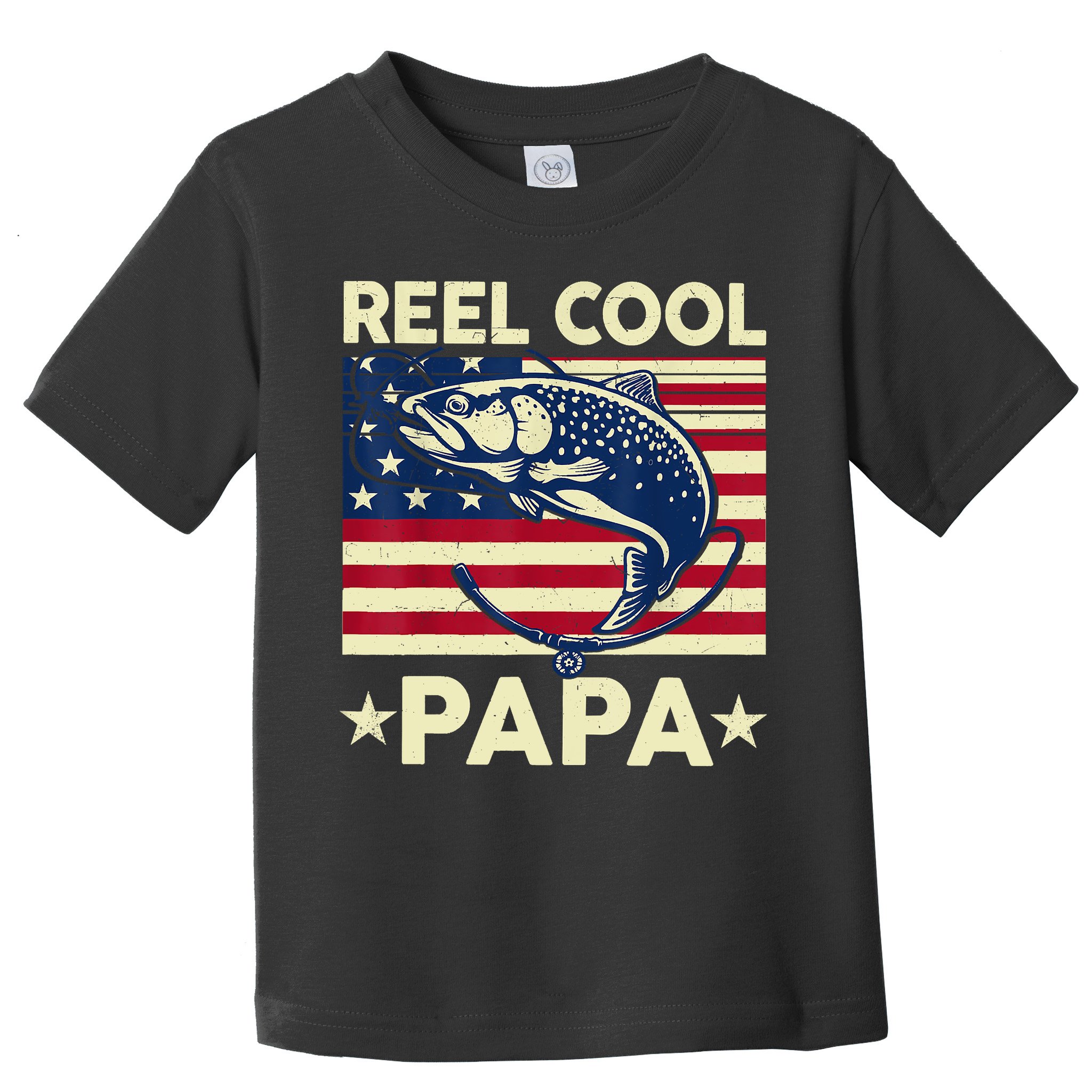 Reel Cool Papa Fathers Day Trout Fishing Gift Dad Grandpa Toddler T-Shirt