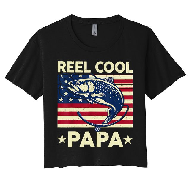 Reel Cool Papa Fathers Day Trout Fishing Gift Dad Grandpa Crop Top