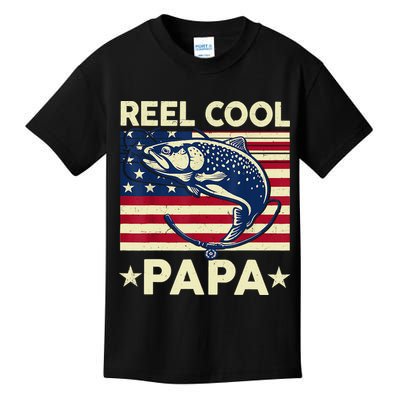Reel Cool Papa Fathers Day Trout Fishing Gift Dad Grandpa Kids T-Shirt