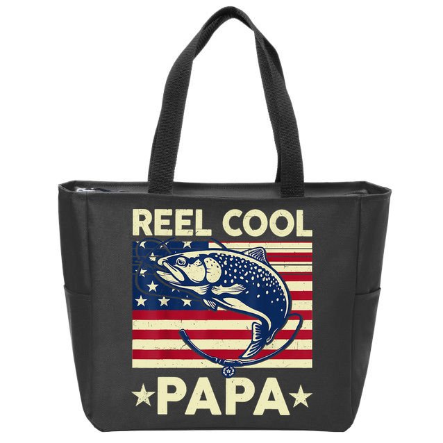 Reel Cool Papa Fathers Day Trout Fishing Gift Dad Grandpa Zip Tote Bag