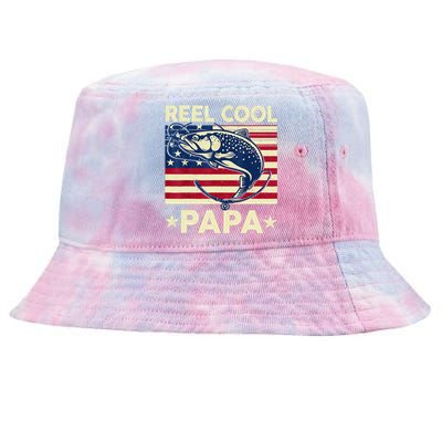 Reel Cool Papa Fathers Day Trout Fishing Gift Dad Grandpa Tie-Dyed Bucket Hat