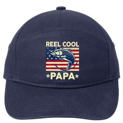 Reel Cool Papa Fathers Day Trout Fishing Gift Dad Grandpa 7-Panel Snapback Hat