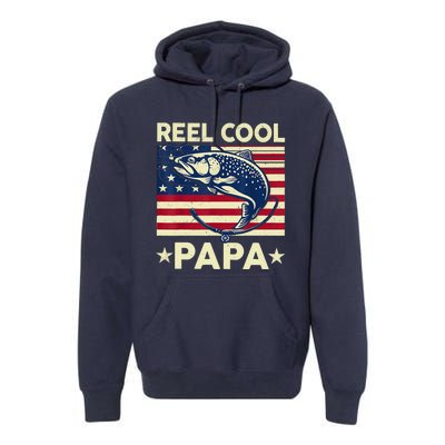 Reel Cool Papa Fathers Day Trout Fishing Gift Dad Grandpa Premium Hoodie