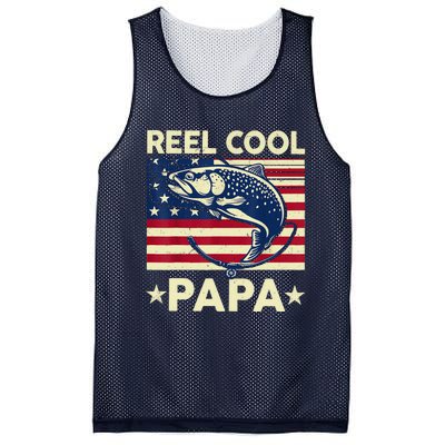 Reel Cool Papa Fathers Day Trout Fishing Gift Dad Grandpa Mesh Reversible Basketball Jersey Tank