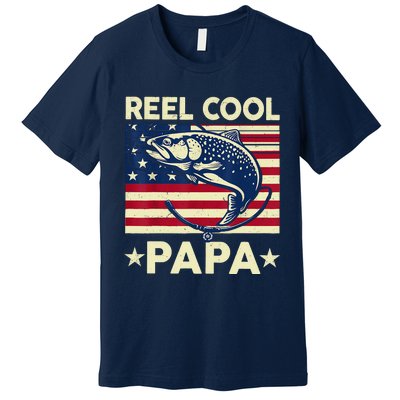 Reel Cool Papa Fathers Day Trout Fishing Gift Dad Grandpa Premium T-Shirt