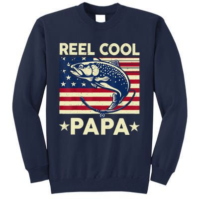 Reel Cool Papa Fathers Day Trout Fishing Gift Dad Grandpa Tall Sweatshirt