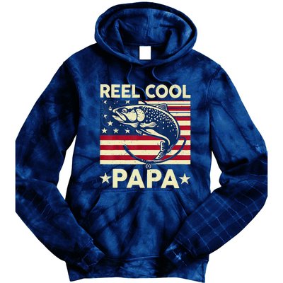 Reel Cool Papa Fathers Day Trout Fishing Gift Dad Grandpa Tie Dye Hoodie