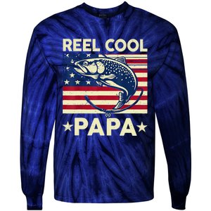 Reel Cool Papa Fathers Day Trout Fishing Gift Dad Grandpa Tie-Dye Long Sleeve Shirt