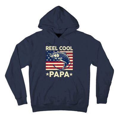 Reel Cool Papa Fathers Day Trout Fishing Gift Dad Grandpa Tall Hoodie