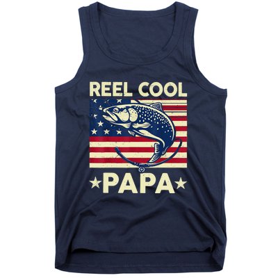 Reel Cool Papa Fathers Day Trout Fishing Gift Dad Grandpa Tank Top