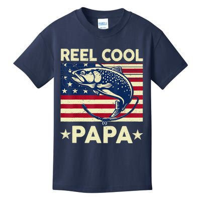 Reel Cool Papa Fathers Day Trout Fishing Gift Dad Grandpa Kids T-Shirt