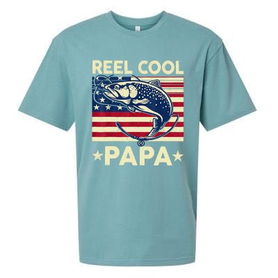 Reel Cool Papa Fathers Day Trout Fishing Gift Dad Grandpa Sueded Cloud Jersey T-Shirt