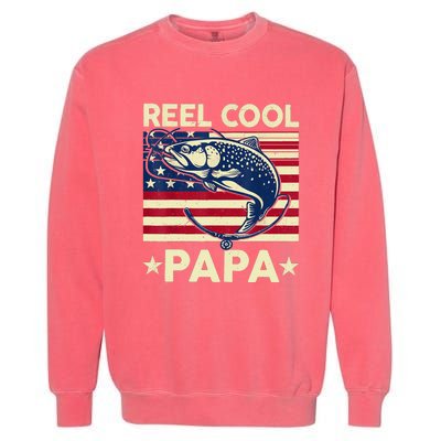 Reel Cool Papa Fathers Day Trout Fishing Gift Dad Grandpa Garment-Dyed Sweatshirt