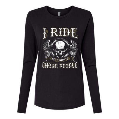 Ride Choke People Biker Wings Skull Motorcycle Long Sleeve Womens Cotton Relaxed Long Sleeve T-Shirt