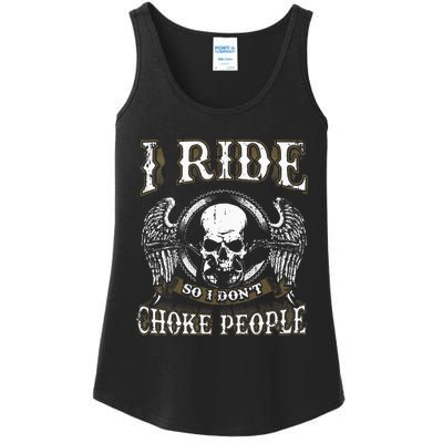 Ride Choke People Biker Wings Skull Motorcycle Long Sleeve Ladies Essential Tank