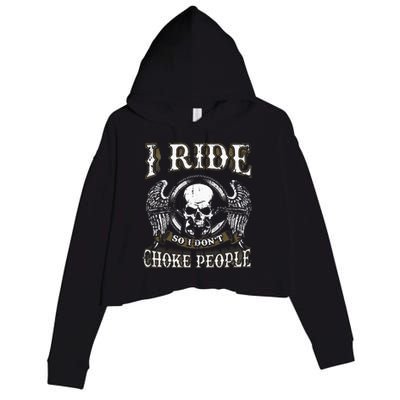 Ride Choke People Biker Wings Skull Motorcycle Long Sleeve Crop Fleece Hoodie