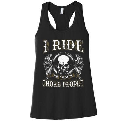 Ride Choke People Biker Wings Skull Motorcycle Long Sleeve Women's Racerback Tank