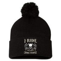 Ride Choke People Biker Wings Skull Motorcycle Long Sleeve Pom Pom 12in Knit Beanie