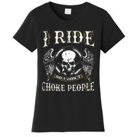 Ride Choke People Biker Wings Skull Motorcycle Long Sleeve Women's T-Shirt