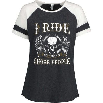 Ride Choke People Biker Wings Skull Motorcycle Long Sleeve Enza Ladies Jersey Colorblock Tee