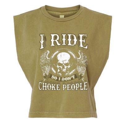 Ride Choke People Biker Wings Skull Motorcycle Long Sleeve Garment-Dyed Women's Muscle Tee