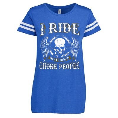 Ride Choke People Biker Wings Skull Motorcycle Long Sleeve Enza Ladies Jersey Football T-Shirt