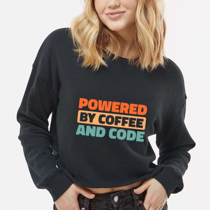 Retro Coder Programmer Software Engineer Vintage Coffee Great Gift Cropped Pullover Crew