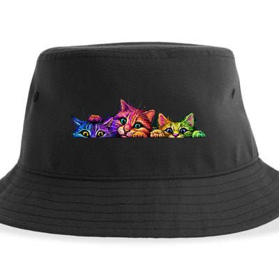Realistic Cats Peeking Out Of Pocket Sustainable Bucket Hat