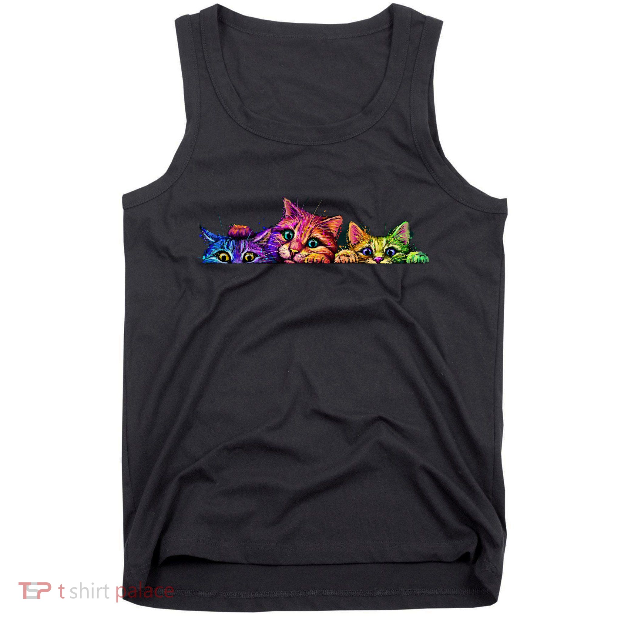Realistic Cats Peeking Out Of Pocket Tank Top