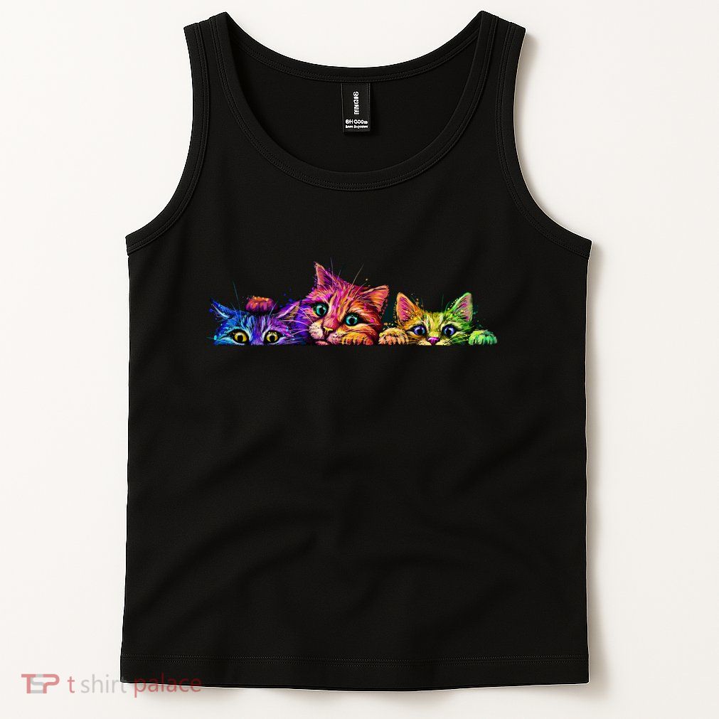 Realistic Cats Peeking Out Of Pocket Tank Top